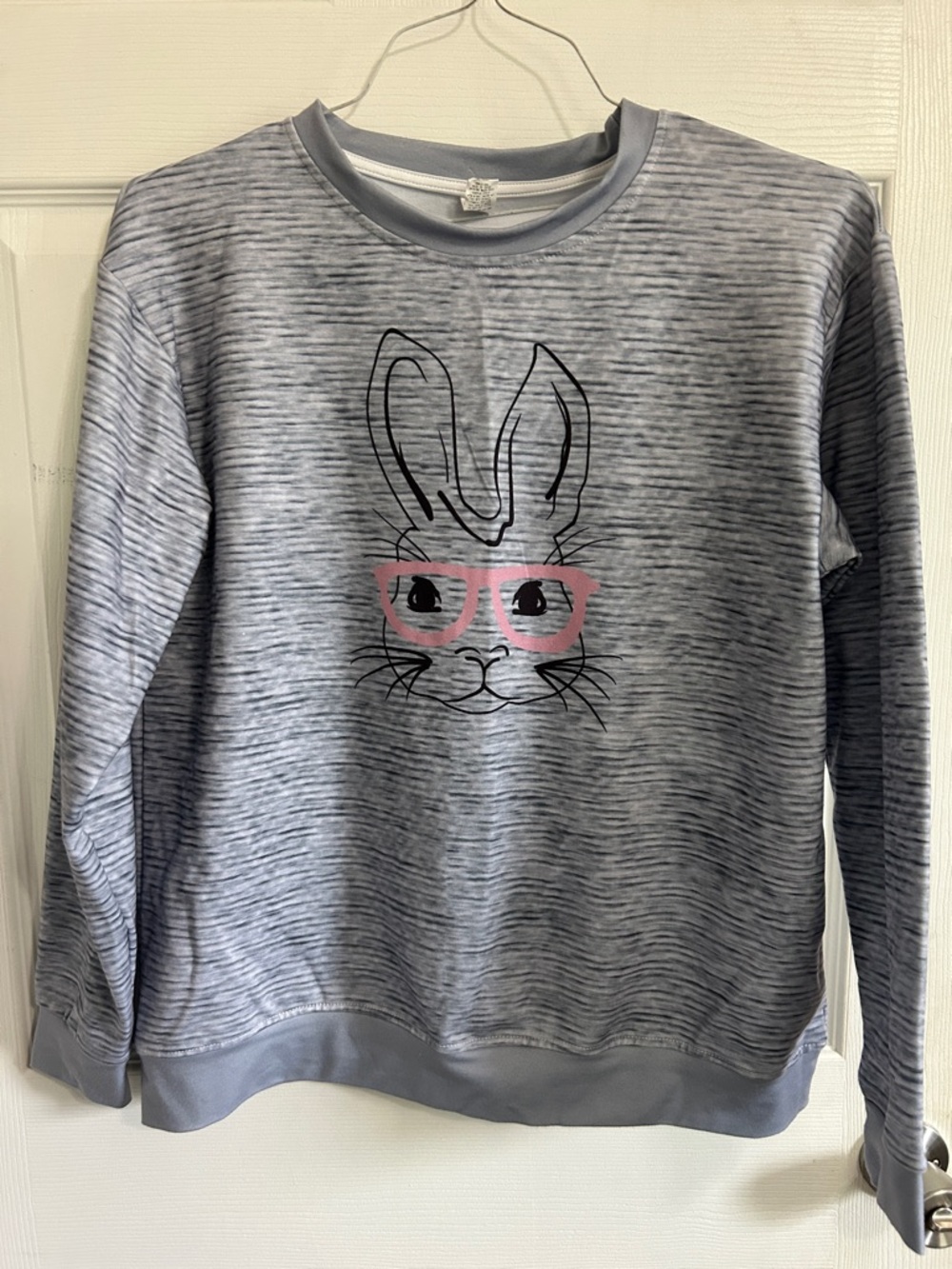 Women's Gray Bunny Graphic Sweatshirt with Pink Glasses